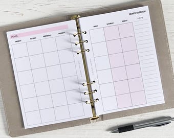 Insteekkaarten maandplanner, ongedateerd, A5 | Maandpaginavulling [klassiek:MONTH]