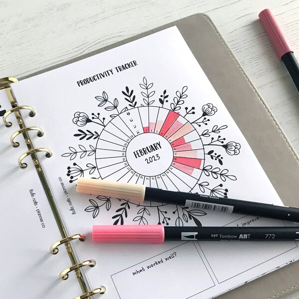 Productivity Tracker A5 Planner Inserts | Tracker Refill Pages [floral:PRODUCTIVITY1]