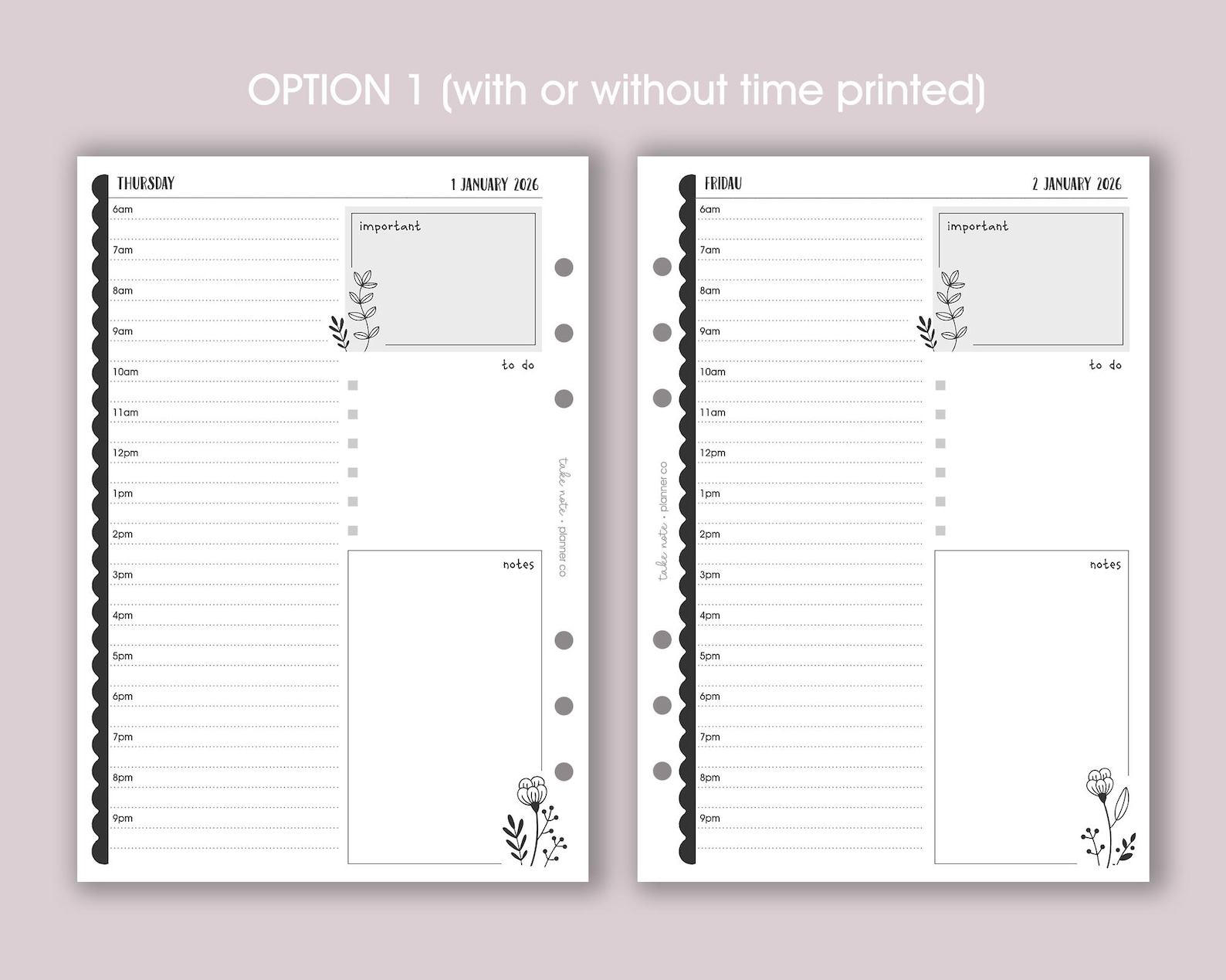 DATED Daily Planner Inserts A5 | Day per Page Diary Refill [floral:day1 ...