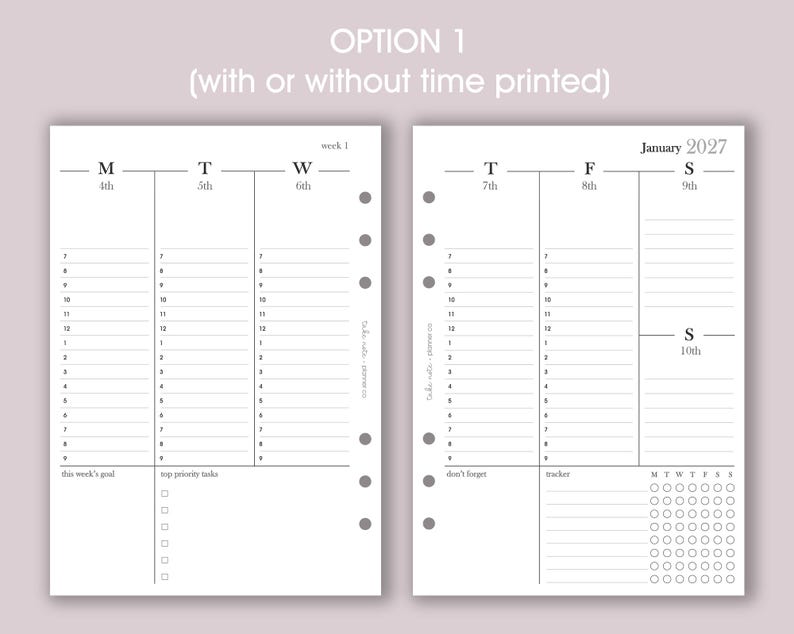 DATED Weekly Planner Inserts A5 | Diary Page Refill [minimal:week7] - Etsy