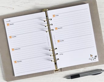 Undated Weekly Planner Inserts A5 | Diary Page Refill [daisy:WEEK1]