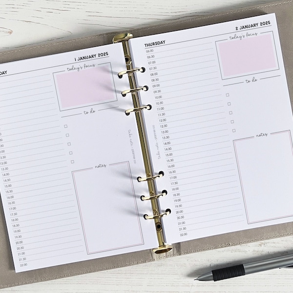 DATED Daily Planner Inserts A5 |  Day Per Page Diary Refill | A5 Dated Calendar [classic:DAY1]