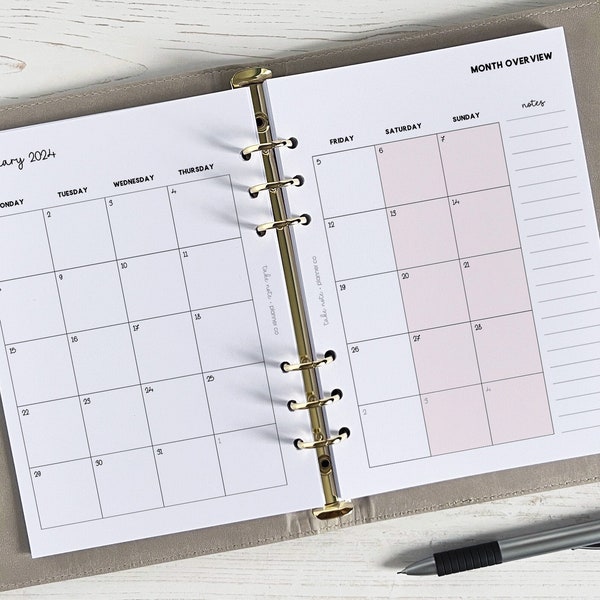 DATED Monthly Planner Inserts A5 | Dated Month Page Refill | A5 Calendar [classic:MONTH]