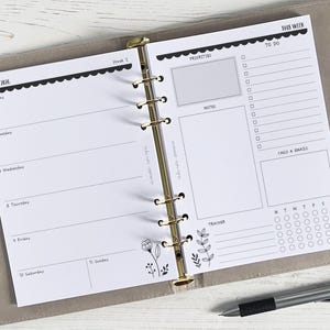 DATED Weekly Planner Inserts A5 | Dated Weekly Diary Page Refill [floral:WEEK2]  (US Tariff Covered)