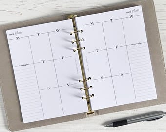Meal Plan & Shopping List A5 Planner Inserts