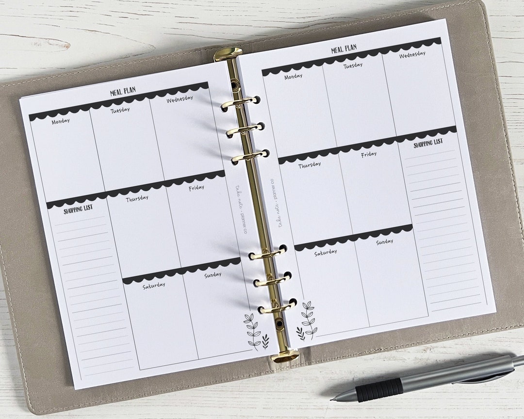 Meal Plan & Shopping List | A5 Planner Inserts - Etsy