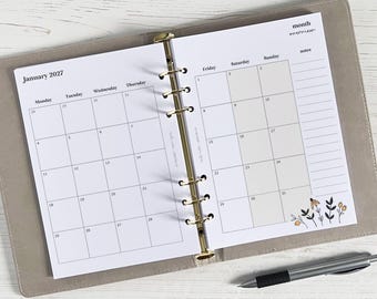 DATED Monthly Planner Inserts A5 | Calendar Page Refill [daisy:MONTH]