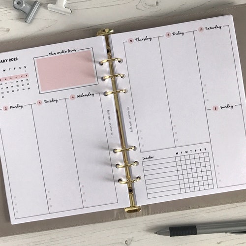 DATED Weekly Planner Inserts A5 Dated Weekly Diary Page Etsy UK