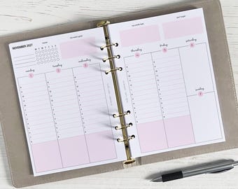 DATED Weekly Vertical Planner Inserts A5 | Diary Page Refill [classic:WEEK7]