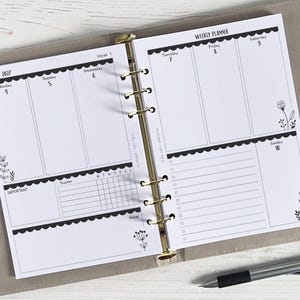 DATERING Veckoplanerare A5 | Refill för kalenderblad [blommig: VECKA4]