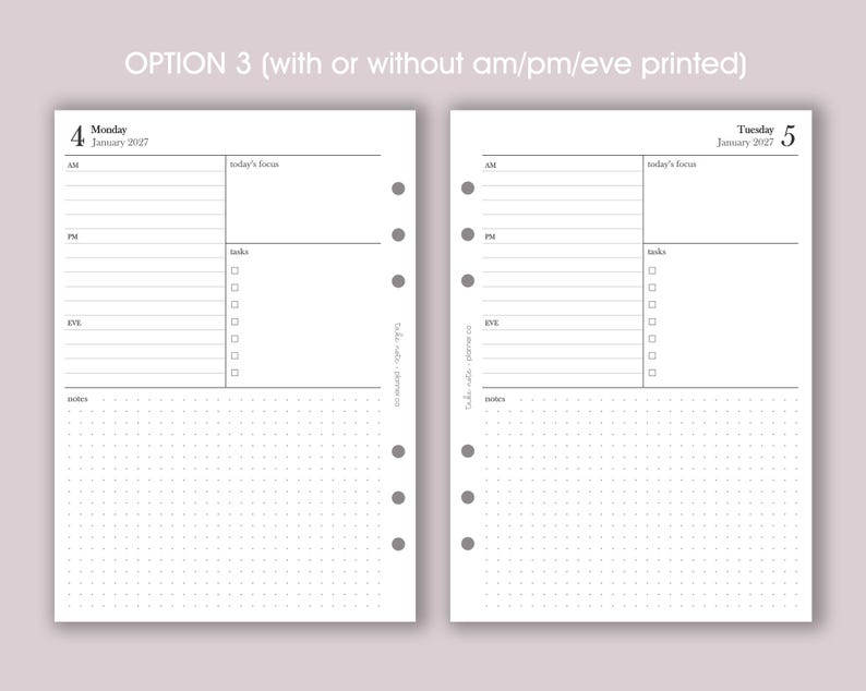 DATED Daily Planner Inserts A5 | Day per Page Diary Refill [minimal:day ...