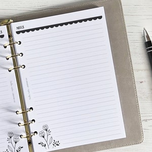Note Pages A5 Planner Inserts | Notes Refill [floral:NOTES2]  (US Tariff Covered)
