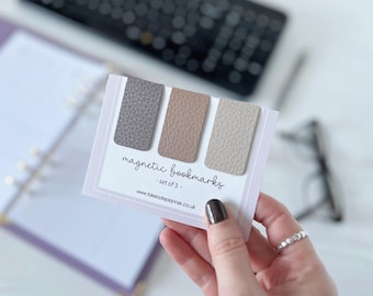 Magnetic Bookmark Trio | Leather Effect Page Markers
