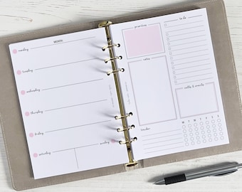 Undated Weekly Planner Inserts A5 | Diary Page Refill [classic:WEEK2]