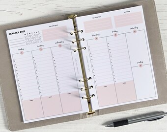 DATED Weekly Vertical Planner Inserts A5 | Dated Weekly Diary Page Refill | A5 Dated Calendar [classic:WEEKVIEW7]