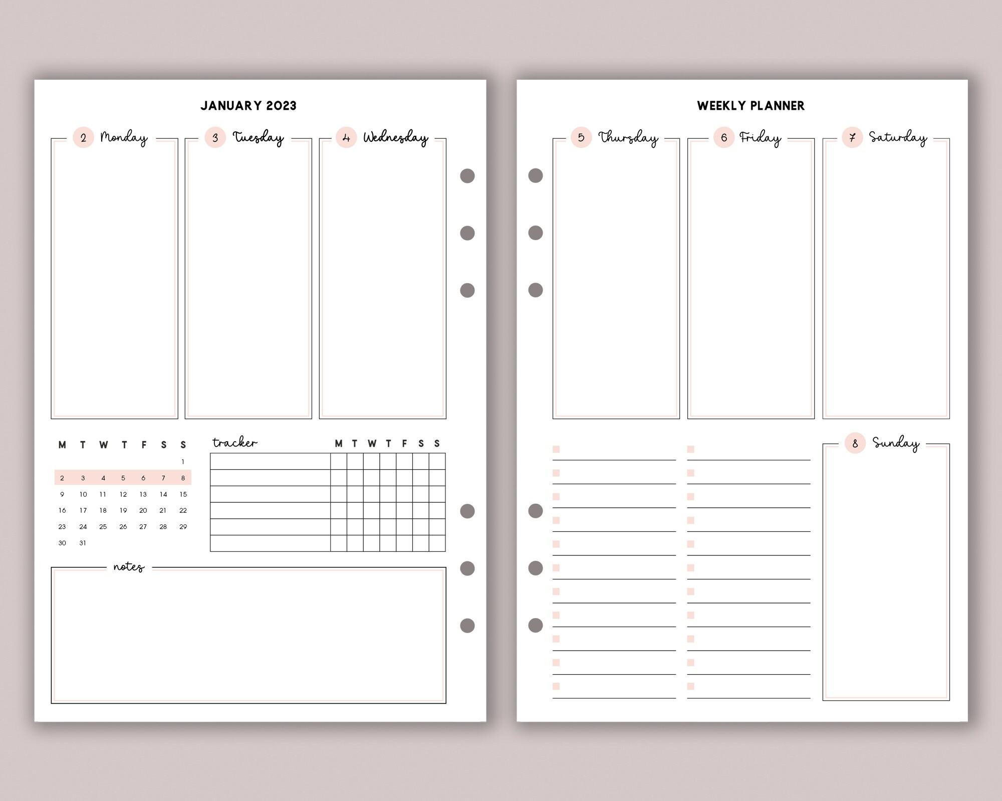 DATED Weekly Planner Inserts A5 Dated Weekly Diary Page Etsy UK