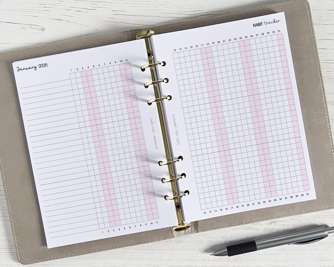 その他 anna Habit Tracker Inserts 12 Month | A5 Planner Pages [classic