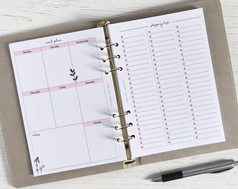 Meal Plan & Shopping List | A5 Planner Inserts