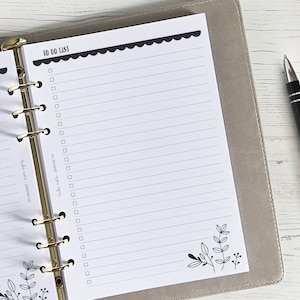 To Do List A5 Planner Inserts [floral:TODO1]  (US Tariff Covered)