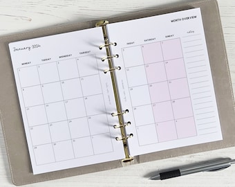 DATED Monthly Planner Inserts A5 | Dated Month Page Refill | A5 Calendar [classic:MONTH]