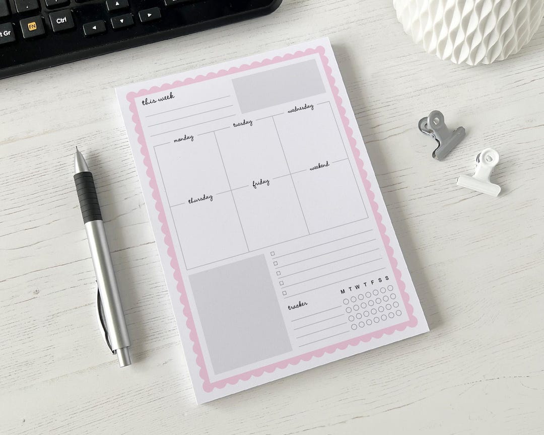 Weekly Planner A5 Notepad | Tear off Pad [np5-scallop-1] - Etsy