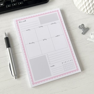 Weekly Planner A5 Notepad | Tear Off Pad [NP5-scallop-1]  (US Tariff Covered)