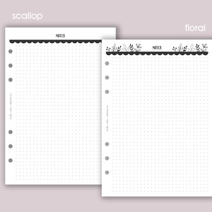 Dotted Note Pages A5 Planner Inserts | Notes Refill [floral:notesdots ...
