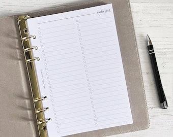 To Do List A5 Planner Inserts | Page Refill [minimal:TODO2]