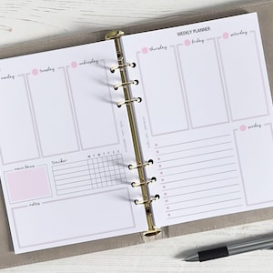 Undated Weekly Planner Inserts A5 | Undated Weekly Diary Page Refill | A5 Undated Calendar [classic:WEEK4]