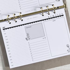 UNDATED Daily Planner Inserts A5 | Horizontal Landscape Diary Refill [floral:DAY2]  (US Tariff Covered)