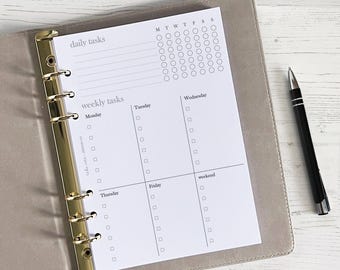 Undated Weekly Tasks Planner Inserts A5 | To Do Refill [minimal:WEEKTASKS]