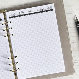 Pagine per appunti quadrate A5, inserti per planner / Ricarica per pagine di appunti stampate [floral:NOTESsquare]