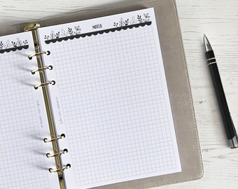 Squared Note Pages A5 Planner Inserts | Notes Refill [floral:NOTESsq]