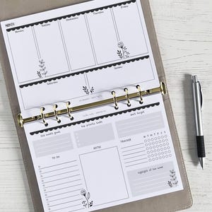 UNDATED Weekly Planner Inserts A5 | Horizontal Landscape Diary Refill [floral:WEEK8]  (US Tariff Covered)