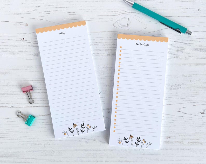 Tear off Notepad | Peach Daisy Notes and to Do List - Etsy