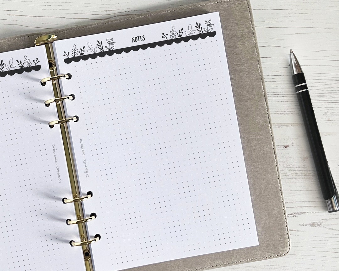Dotted Note Pages A5 Planner Inserts | Notes Refill [floral:notesdots ...