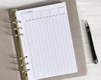 Year In Pixels Tracker A5 Planner Inserts [minimal:PIXELS]