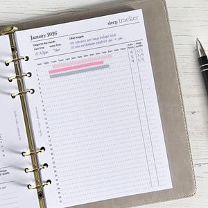 Sleep Tracker A5 Planner Inserts | Tracker Refill Pages [minimal:SLEEP]