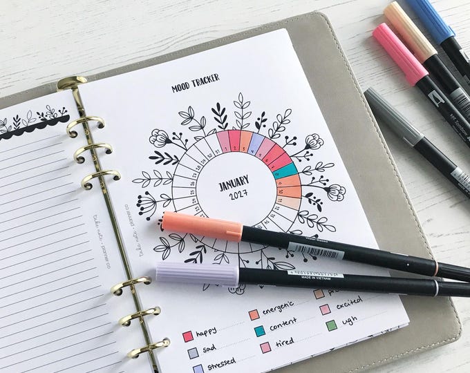 Mood Tracker A5 Planner Inserts [floral:MOOD]