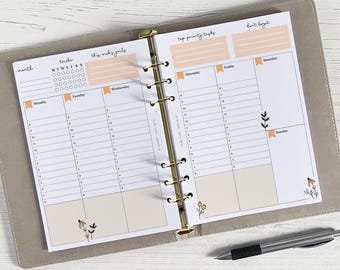 Undated Weekly Planner Inserts A5 | Diary Page Refill [daisy:WEEK7]