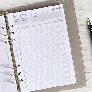 Sleep Tracker A5 Planner Inserts | Tracker Refill Pages [classic:SLEEP]