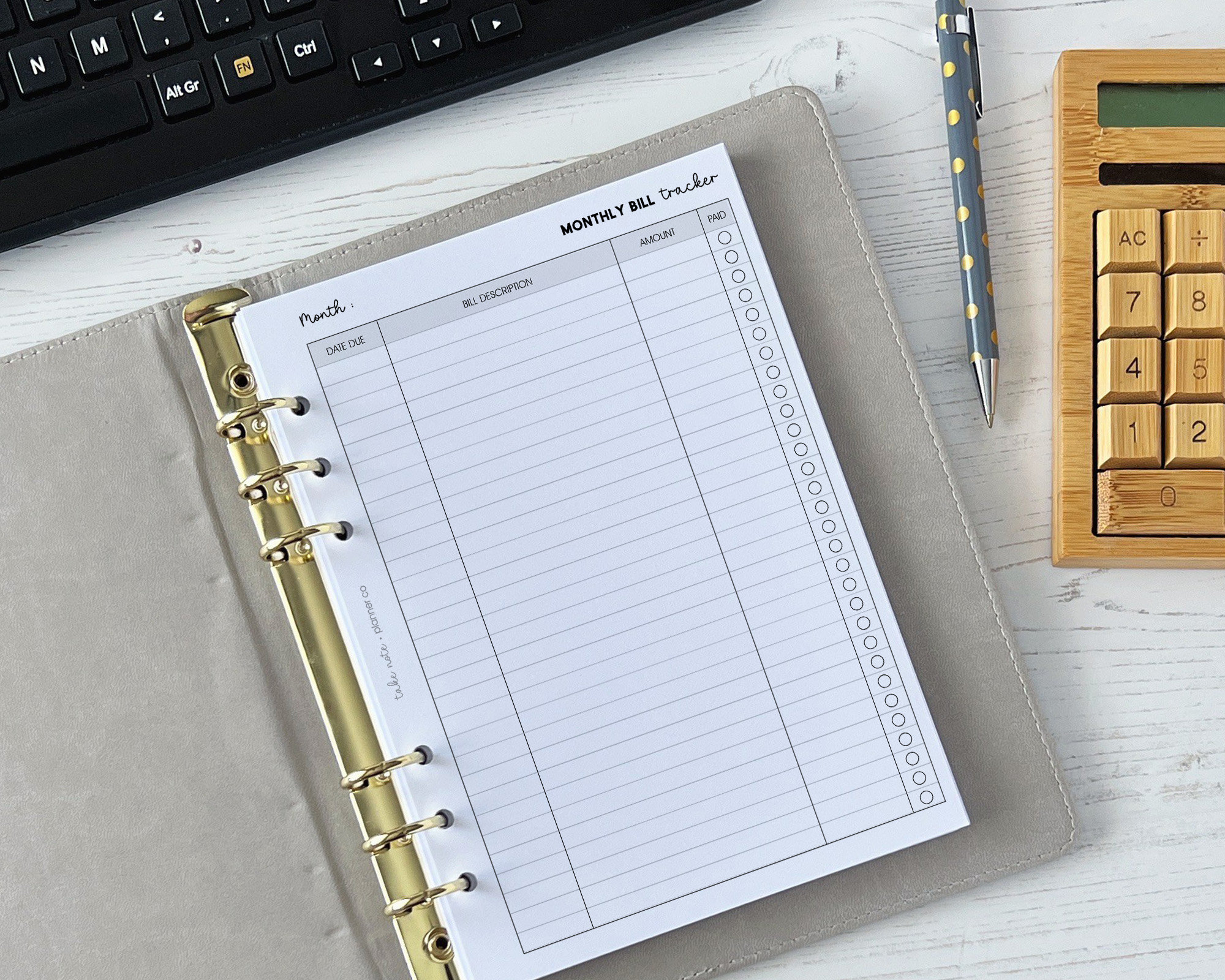 Monthly Bill Tracker Inserts A5 Planner Inserts | Finance Tracker [FINANCE:billsmonth]  (US Tariff Covered)