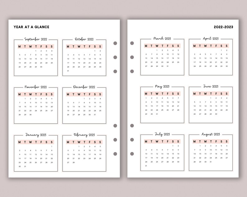 STUDENT Planner 202223 Academic Weekly Inserts A5 Dated Etsy