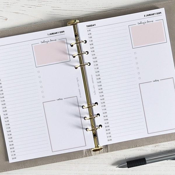 DATED Daily Planner Inserts A5 |  Day Per Page Diary Refill | A5 Dated Calendar [classic:DAY1]