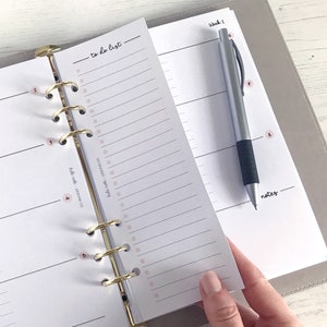 Slim To Do List A5 Planner Inserts | List Refill