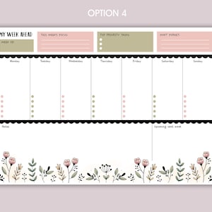 Weekly Planner A4 Deskpad Tear-Off Floral Note Pad option 4