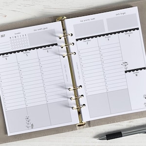 Feuillets d'agenda verticaux semainiers A5 DATÉ | Recharge de page d'agenda [fleuri : SEMAINE 7]