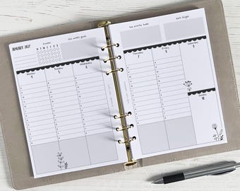 DATED Weekly Vertical Planner Inserts A5 | Diary Page Refill [floral:WEEK7]