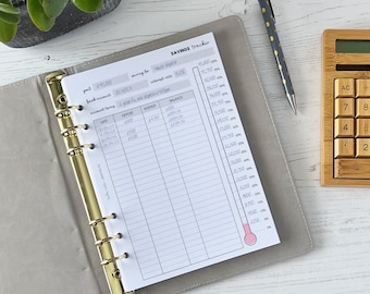 Savings Tracker A5 Planner Inserts | Finance Refill [FINANCE:savings4]
