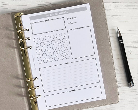 30 Day Challenge A5 Planner Inserts [30DAYCHALLENGE]